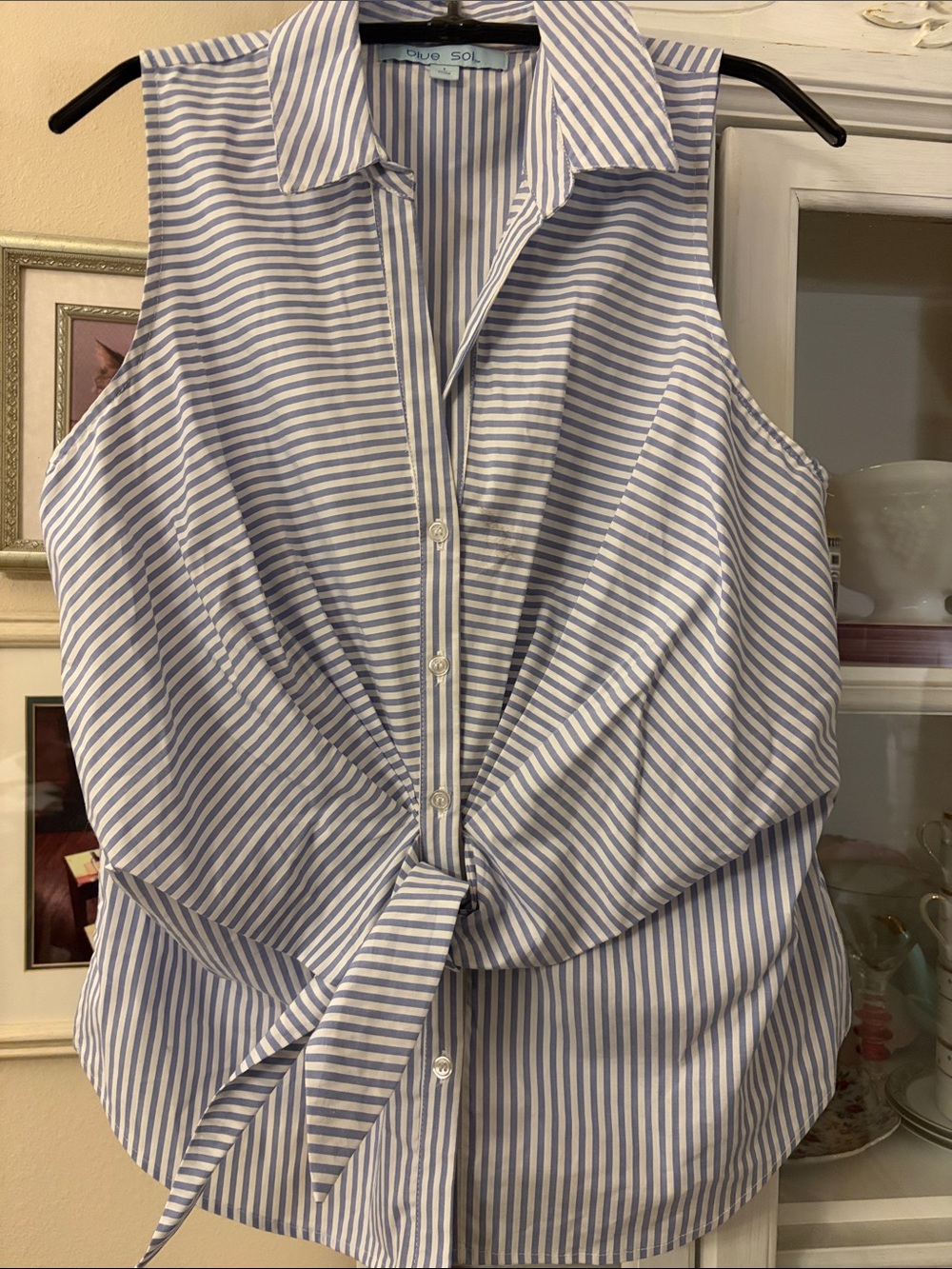 Summer Ready Costal Bundle Blue Sol striped XL tunic top & kaki straw purse.